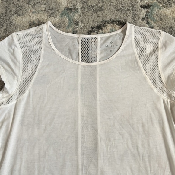 Athleta White Tee With Mesh Details - Picture 2 of 11